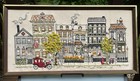 Vtg 1979 Framed Crewel Embroidery  center Street  Design By Donna Yuen 21  X 11 