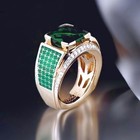 Emerald Square Cut With 925 Sterling Silver Gold Plated Ring For Men  e99  