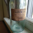 1860s Applied Lip Crude Medicine Bottle With Castor Oil Label Hinsdale nh