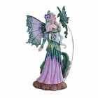 Amy Brown Discovery Enchanted Elf Fairy Damsel With Green Pixie Dragon Statue