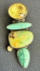 Vintage Akr Amy Kahn Russell 925 Variscite Citrine Turquoise Pendant Brooch