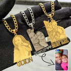Custom Photo Name Necklace Picture Cuban Chain Jewelry Family Gift Men Women