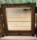 Antique Tri-fold Beveled Dresser vanity Mirror carved Wood hanging tabletop 883