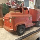 Texaco Pressed Steel Toy Tanker Truck Trailer Red white  tour With Texaco 