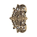 Victorian Brass Toilet Door Sign     Vintage Style Restroom Plaque     Antique Sign