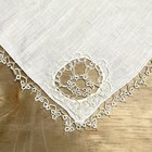 Vtg Hankie White Linen Intricate Tatted Lace Crochet Cut-out Corner 12x12 