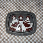 Vintage Sliver Alloy Russian Small Tray With Red White Cloisonne Enamel Souvenir