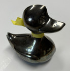 Vintage Silver Plated 5 Inch Duck Coin Bank  No Key  Bottom Door Replaced