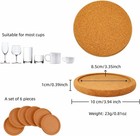 6-pack Cork Coasters  4 Inch Absorbent Reusable Beverage Coasters With Lip  Heat