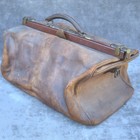 Antique Huge Doctor s Bag In Leather  Doctor s Midwife s Case Large Size Superb
