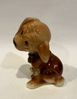 Vintage Royal Copley Sitting Brown Puppy With Green Collar Bcd008