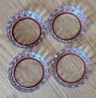 Vintage Ruby   Clear Drink Coasters With Sawtooth Rim Set Of 4  read 