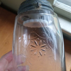 Snowflake Tudor Rose Mason s Patent 1858 Quart Fruit Jar W disk Immerser Lid