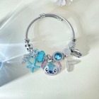 Kawaii Stitch Cartoon Rhinestone Necklace And Bracelet Set Cute Fashion Jewelry