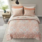 Coral Beige Blue Damask 9 Pc Comforter Sheet Set Twin Xl Full Queen King Bed Bag