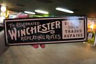 Winchester Repeating Rifles Bought Sold Repairs Dealer Porcelain Metal Sign