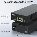 Procet Poe Injector 1 Gbe Gigabit Poe   95w 6kv Surge Protection Mmwave Wifi Ap