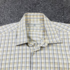 Luciano Barbera Mens Italian Shirt Sz L Beige Charcoal Blue Long Sleeve