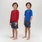 Lands  End 3 Piece Swim Set Rash-guard Trunks Boy s Size 5 Red Shark Print