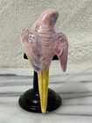 Vhtf Vtg 1980s Lefton Pink Yellow   Blue Parakeet On A Perch Figure