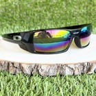 Oakley Gascan Sunglasses Polished Black Frame Custom Rainbow Mirror Lenses Usa