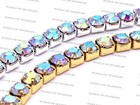 Diamante rhinestone Ab iridescent Crystal Chain Trim Lace Ribbon Silver   Gold