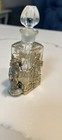 Vintage French Perfume Bottle     Brass Overlay Cut Crystal With Cherub Germany