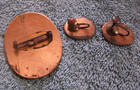 Vintage Copper   Enamel Pin   Screw Back Earrings Set
