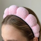 Pink Spa Headband   Wristband Set With Flower Hair Claw Clip  Puffy Face Wash