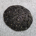 Large Vintage Antique Metal Filigree Pierced Button Floral