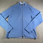 Adidas Women s Full Zip Jacket Blue Knit Pullover Activewear Three Stripe Large