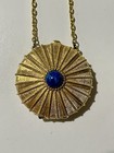 Vintage 1973 Estee Lauder Empire Solid Perfume Compact Pendant Necklace Blue 25 