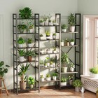 Triple Bookshelf  Bookcase With 17 Open Display Shelves  Wide Book Shelf Book   