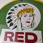 Vintage Tobacco Sign - Porcelain Red Man Chew Gas Pump Display Sign