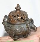 3 9  Old China Dynasty Pure Bronze Dragon Loong Beast Incense Burner Censer