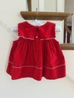 Vintage Girls Red Velvet Dress Floral Embroidered Christmas Holiday Toddler