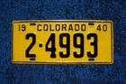 1940 Colorado License Plate