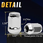 Set Of 24  7 16-20 Lug Nuts 3 4   Hex 1 38  Length Chrome 24 Pcs Close End