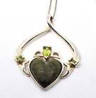 Claddagh Connemara Marble Blarney Stone Peridot Signed Sterling Silver Irish Nec
