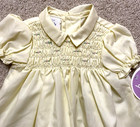 Vintage Polly Flinders Baby Girls Smocked Dress Pale Yellow Size 6 Months New