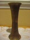 Vintage India Detail Hand Engraved Brass Vase  Rare Shape  8  Tall