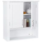 White Wall Cabinet 2-door Hanging Storage Shelf Bathroom Medicine Organizer 