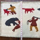 Vintage Hand Made Wool  Felt Inuit Art Tapesty 29   x18    Elk Bear Whale 