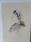 Remarkable Portrait Ink Drawing  profile Portrait  Authentic Small Artwork