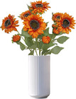 Atfl 6pcs Artificial Fake Faux Silk Sunflowers sun Flowers Home Decor orange Sun