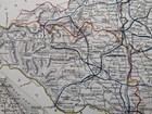County Map Of Durham England Hand Coloured C1860