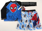 Marvel Spiderman Swimsuit Set Boys 7 Long Sleeve Rash Guard Shirt Trunks Lined