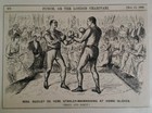  Boxing Match Punch Cartoon 1889 Antique Original Rare Vhtf Etch Fashion