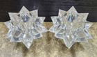Vtg Pair Of Mcm Space Age Atomic Starburst Clear Lucite Taper Candle Holders