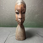 2 Vintage African Tribal Head Bust Hand Carved Ebony Wood 9   